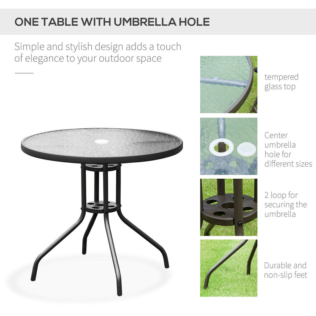 Outsunny - Patio Dining Set With Table Umbrella, Folding Chairs And Dining Table