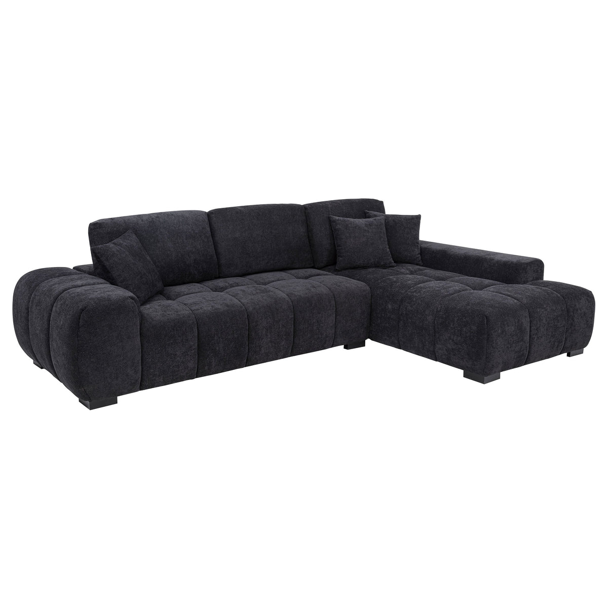 Octavia Upholstered Sectional Chaise Sofa Black