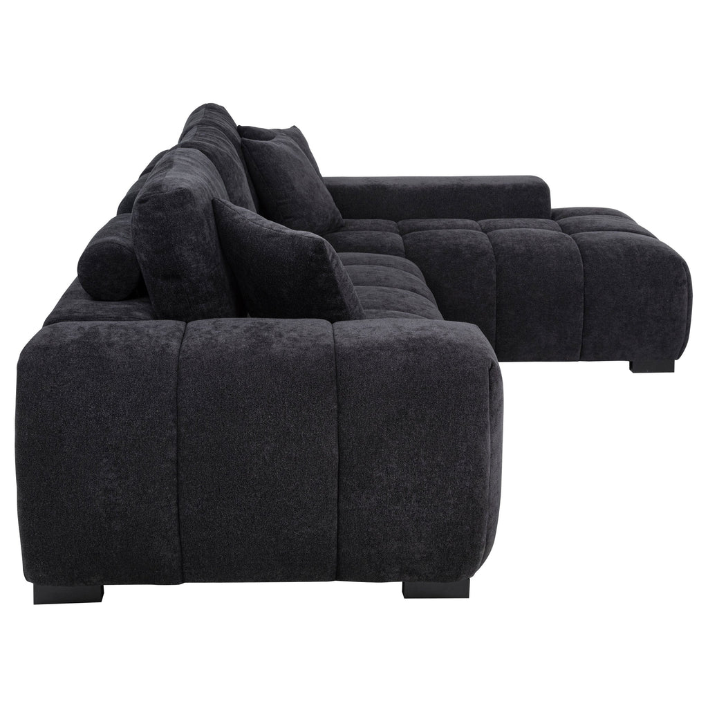 Octavia Upholstered Sectional Chaise Sofa Black