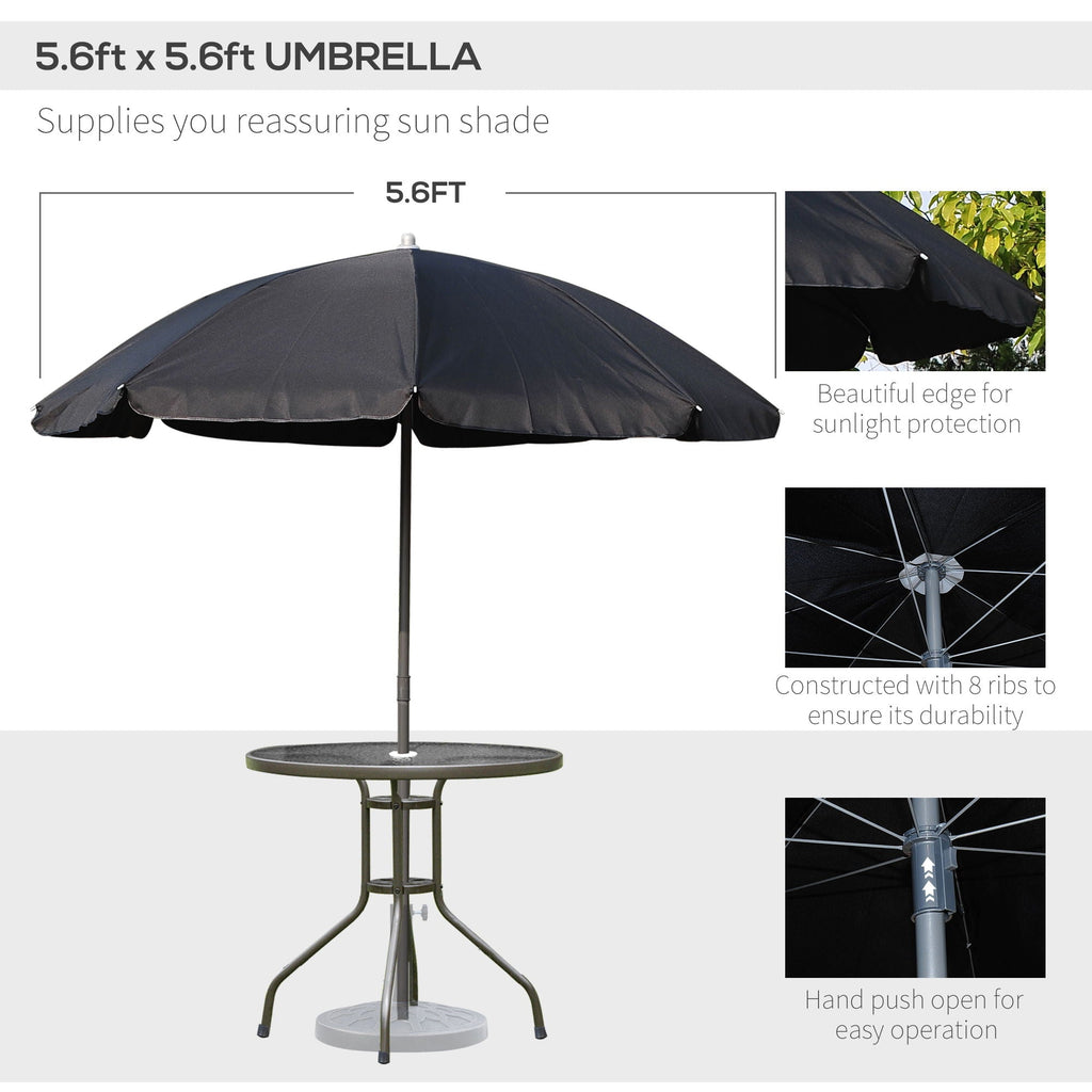 Outsunny - Patio Dining Set With Table Umbrella, Folding Chairs And Dining Table