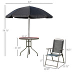 Outsunny - Patio Dining Set With Table Umbrella, Folding Chairs And Dining Table