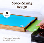 Bamboo Cutting Board Set with Holder & 6 Mats