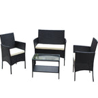 4 PC Rattan Patio Furniture Set Outdoor Cushioned Wicker Sofa