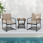 Outdoor Set of 4 Patio Furniture Dining Chairs with Breathable Seat and Backrest-Brown