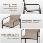 Outdoor Set of 4 Patio Furniture Dining Chairs with Breathable Seat and Backrest-Brown