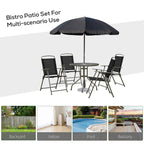 Outsunny - Patio Dining Set With Table Umbrella, Folding Chairs And Dining Table