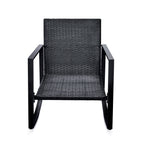 3 Pieces Patio Bistro Set Outdoor Rocking Chair with Blue Cushion for Yard Garden Poolside