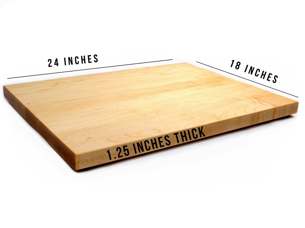 1.25” Thick Extra Large Butcher Block Cutting Board With Rubber Feet.