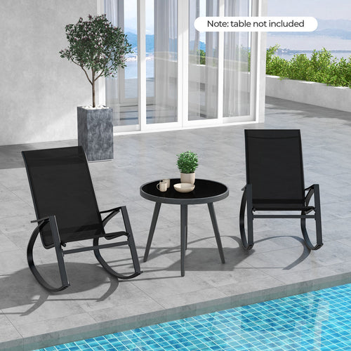 2 Pieces Patio Rocking Chairs w/Ergonomic Backrest and Seat-Black