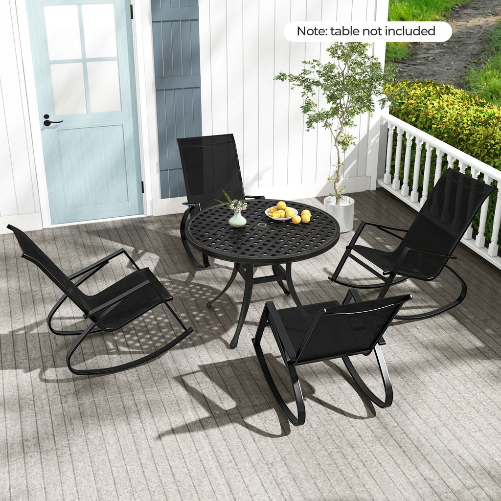2 Pieces Patio Rocking Chairs w/Ergonomic Backrest and Seat-Black