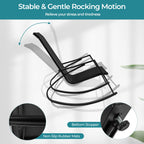 2 Pieces Patio Rocking Chairs w/Ergonomic Backrest and Seat-Black